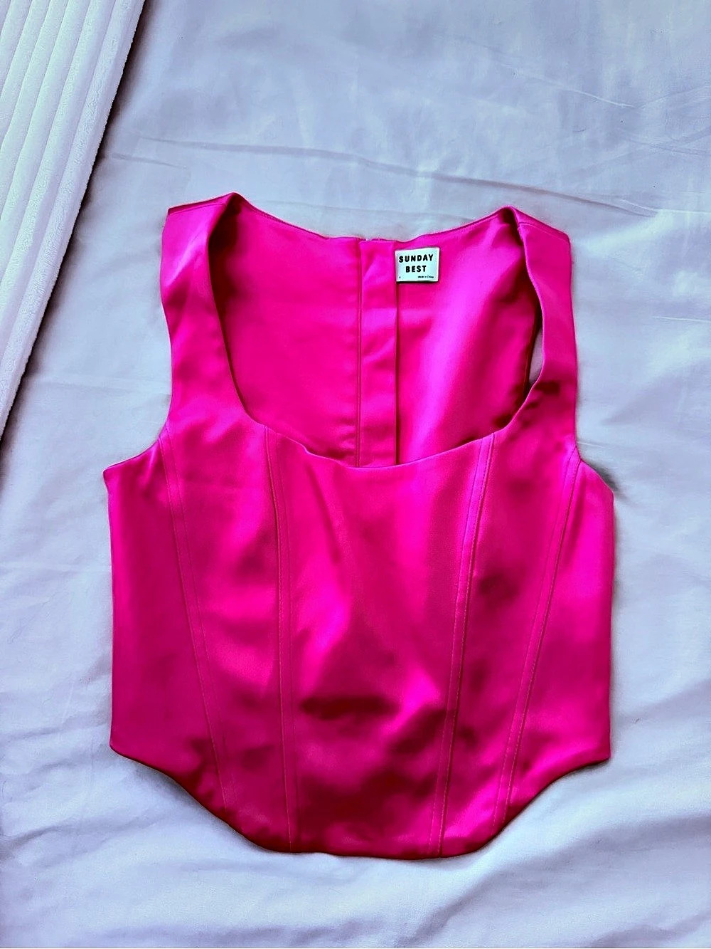 SUNDAY BEST Structured Corset Crop Top in Pink Like New